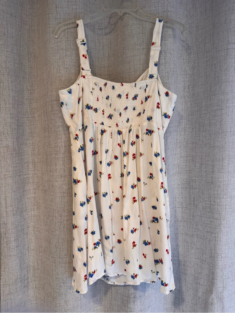 Old Navy White Floral Slip Dress with Red and Blue Flowers